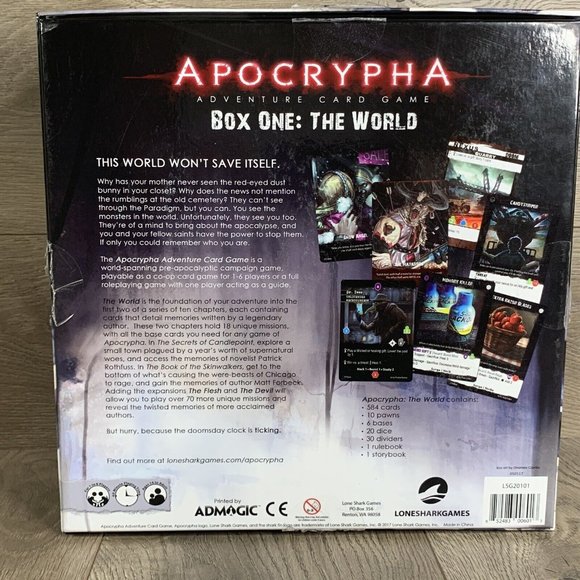 APOCRYPHA ADVENTURE Card Game Box One: The World - Lonesharkgames 2017-open Box - Picture 16 of 16